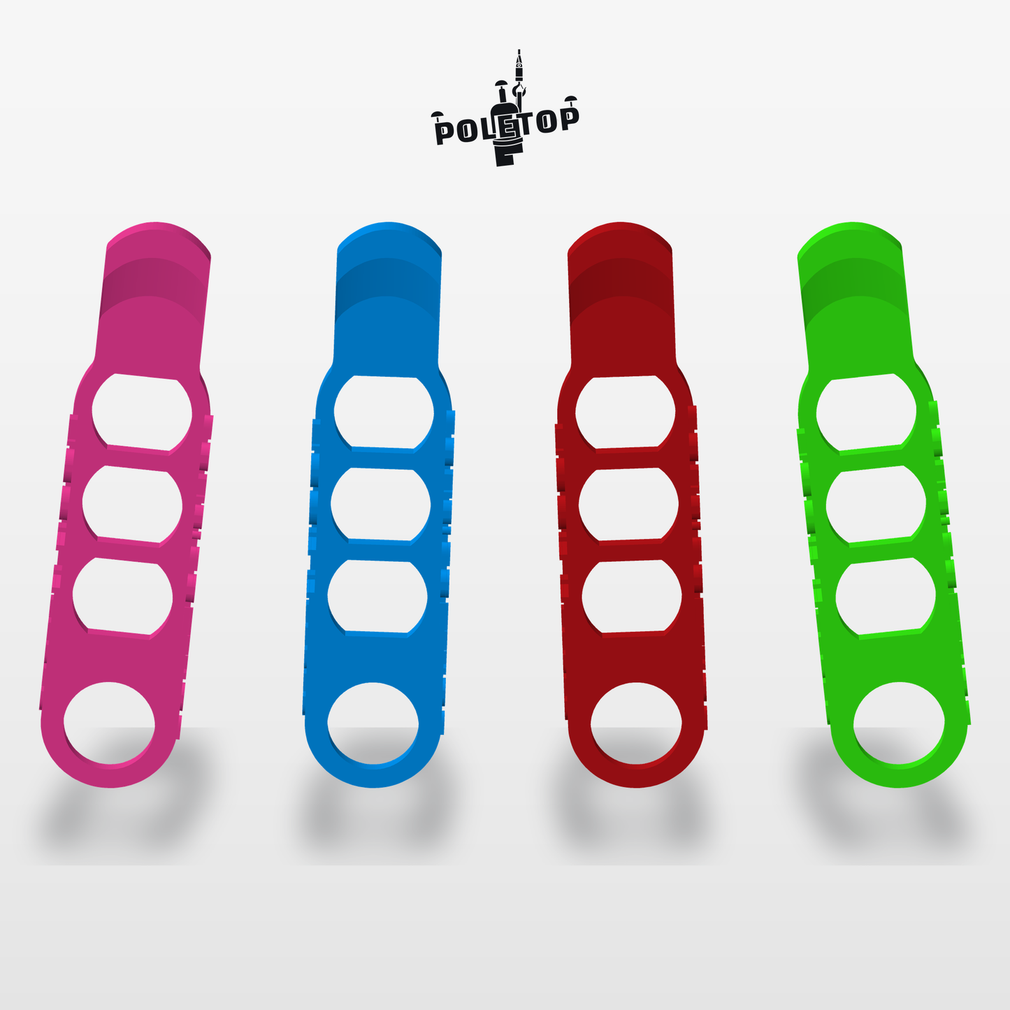 Hook Keeper colors: pink, blue, red, neon green