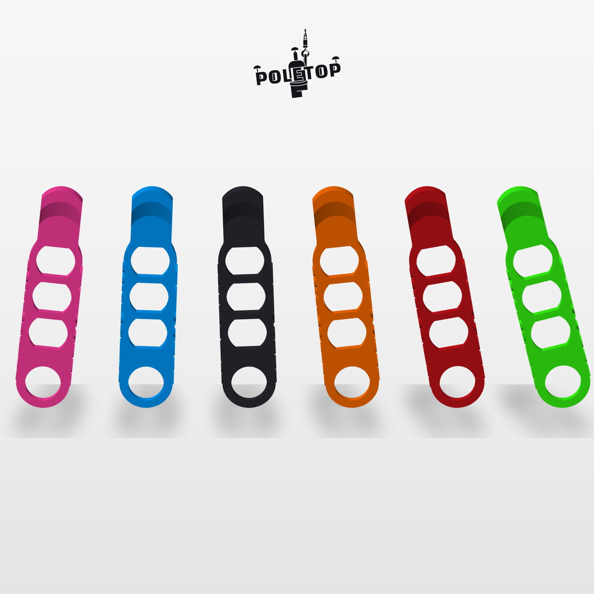 Hook Keeper colors: pink, blue, black, orange, red, neon green